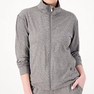 NWT Gymwrap Heathered Knit Zip-Up Jacket with Side Pockets - Gray